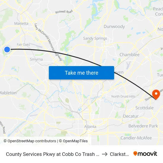County Services Pkwy at Cobb Co Trash Tr to Clarkston map