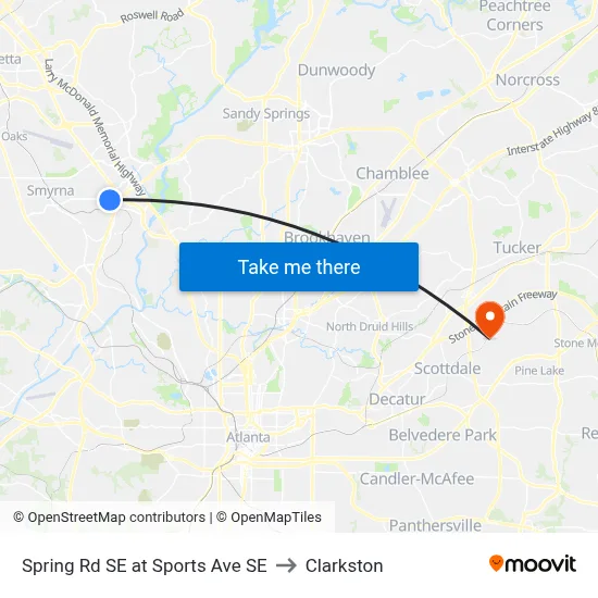 Spring Rd SE at Sports Ave SE to Clarkston map