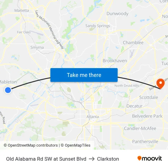 Old Alabama Rd SW at Sunset Blvd to Clarkston map