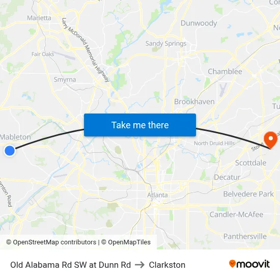 Old Alabama Rd SW at Dunn Rd to Clarkston map