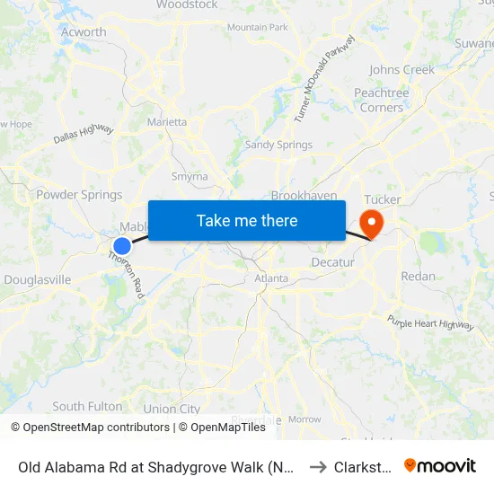 Old Alabama Rd at Shadygrove Walk (Not 2 to Clarkston map