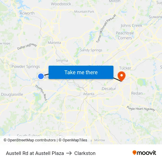 Austell Rd at Austell Plaza to Clarkston map