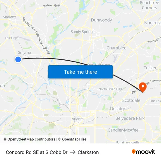 Concord Rd SE at S Cobb Dr to Clarkston map