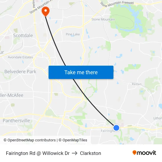 Fairington Rd @ Willowick Dr to Clarkston map