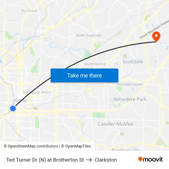 Ted Turner Dr (N) at Brotherton St to Clarkston map