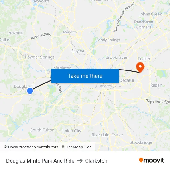 Douglas Mmtc Park And Ride to Clarkston map