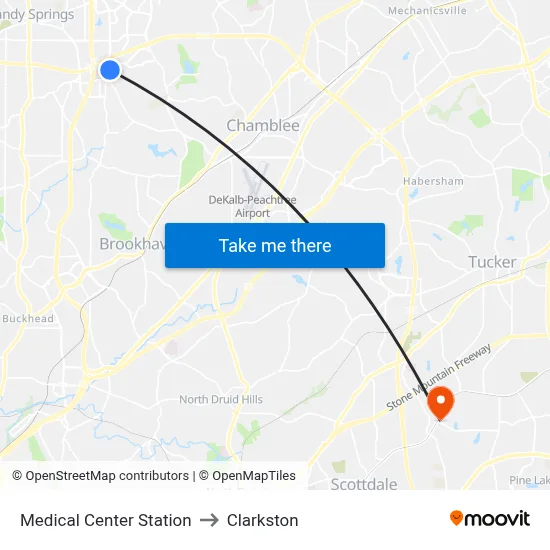 Medical Center Station to Clarkston map