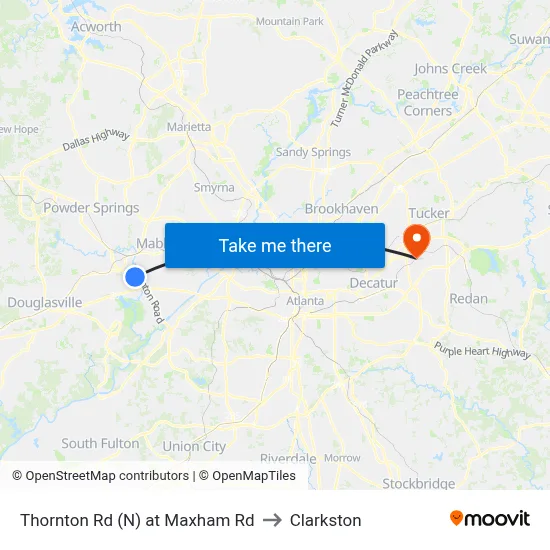 Thornton Rd (N) at Maxham Rd to Clarkston map