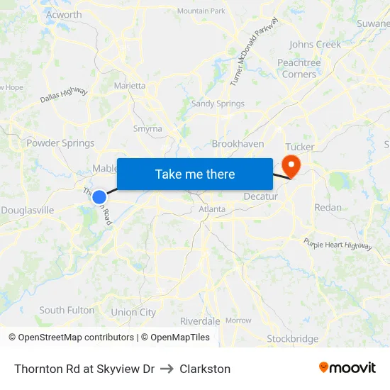 Thornton Rd at Skyview Dr to Clarkston map