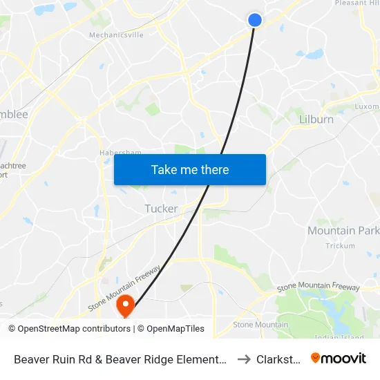 Beaver Ruin Rd & Beaver Ridge Elementary to Clarkston map
