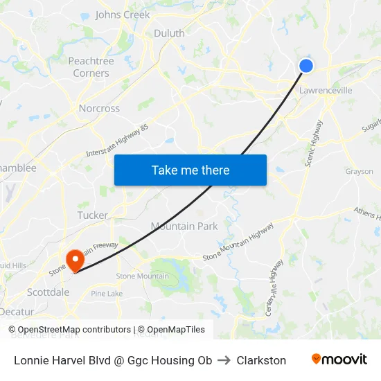 Lonnie Harvel Blvd @ Ggc Housing Ob to Clarkston map