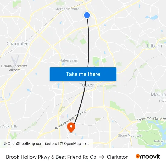 Brook Hollow Pkwy & Best Friend Rd Ob to Clarkston map