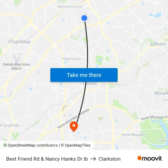 Best Friend Rd & Nancy Hanks Dr Ib to Clarkston map