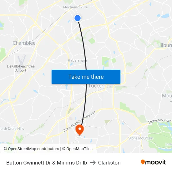 Button Gwinnett Dr & Mimms Dr Ib to Clarkston map