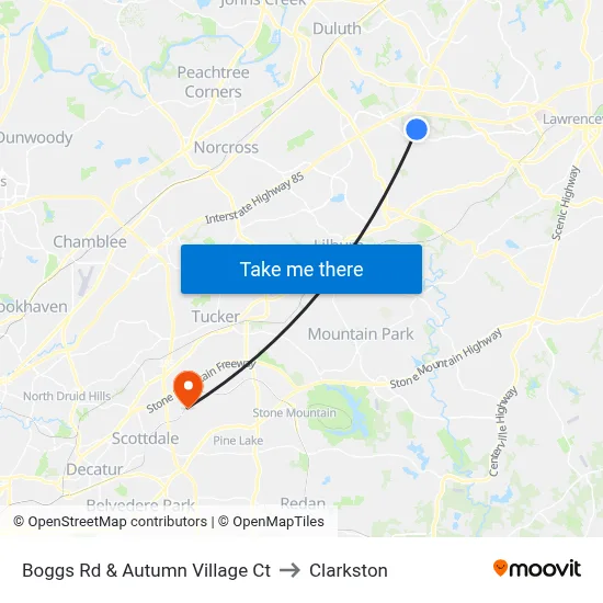 Boggs Rd & Autumn Village Ct to Clarkston map