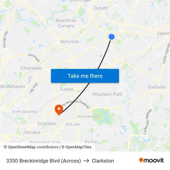 3350 Breckinridge Blvd (Across) to Clarkston map
