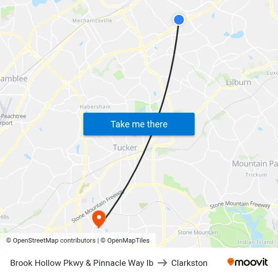 Brook Hollow Pkwy & Pinnacle Way Ib to Clarkston map