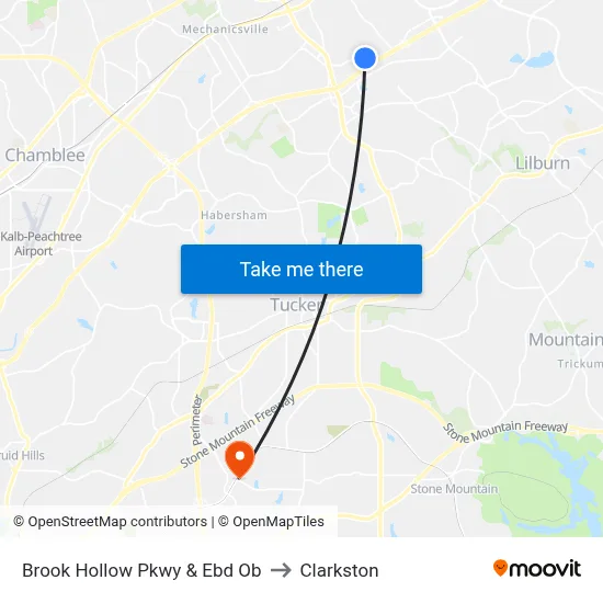 Brook Hollow Pkwy & Ebd Ob to Clarkston map