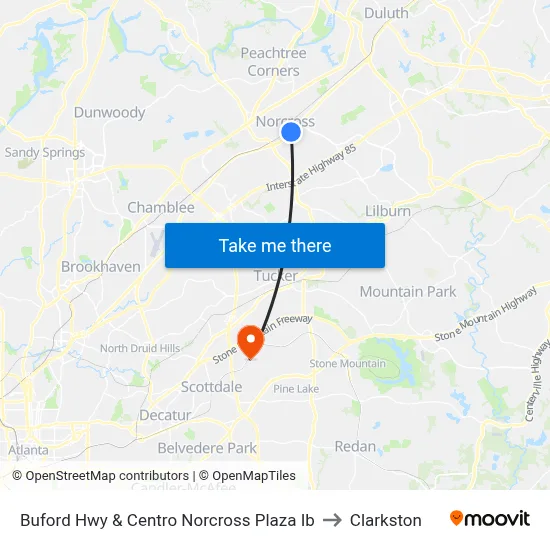 Buford Hwy & Centro Norcross Plaza Ib to Clarkston map