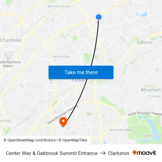 Center Way & Oakbrook Summit Entrance to Clarkston map