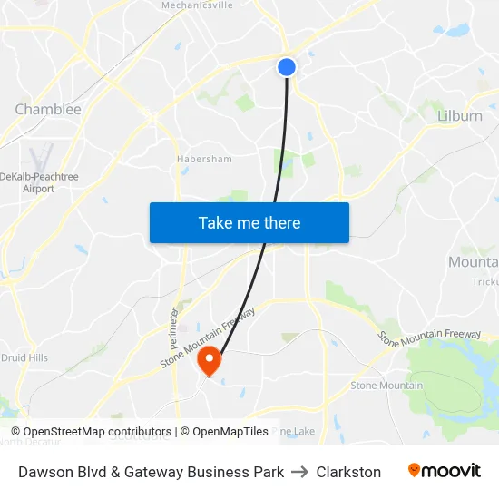 Dawson Blvd & Gateway Business Park to Clarkston map