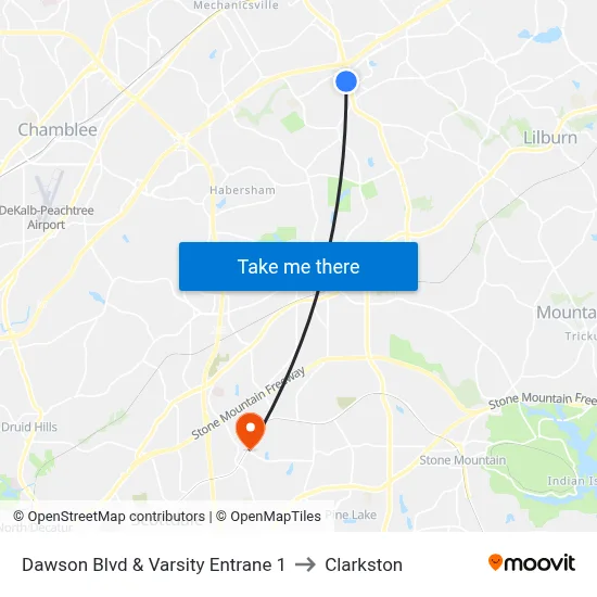 Dawson Blvd & Varsity Entrane 1 to Clarkston map