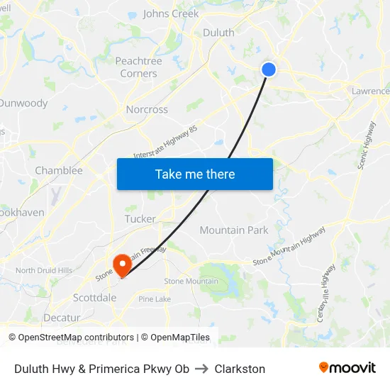 Duluth Hwy  & Primerica Pkwy Ob to Clarkston map