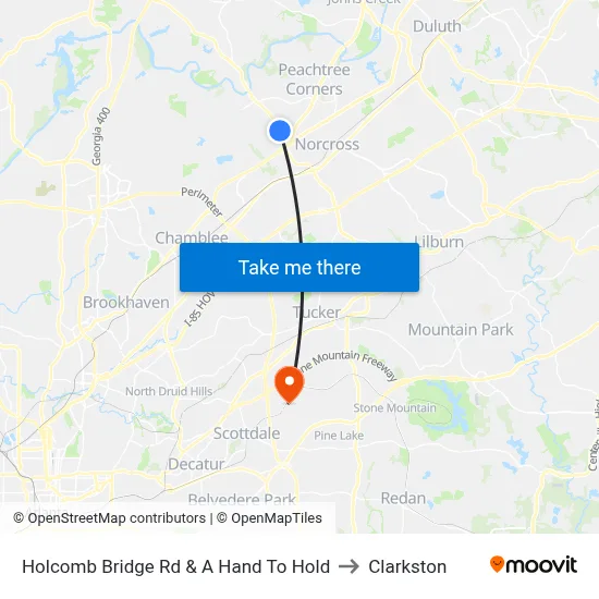 Holcomb Bridge Rd & A Hand To Hold to Clarkston map