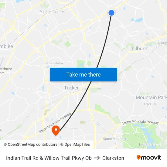 Indian Trail Rd & Willow Trail Pkwy Ob to Clarkston map