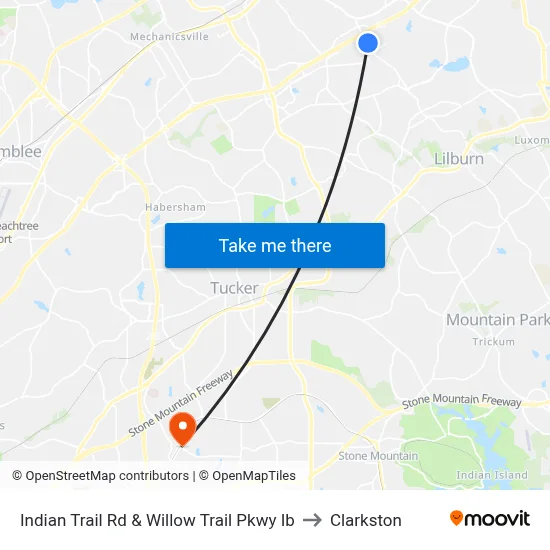 Indian Trail Rd & Willow Trail Pkwy Ib to Clarkston map