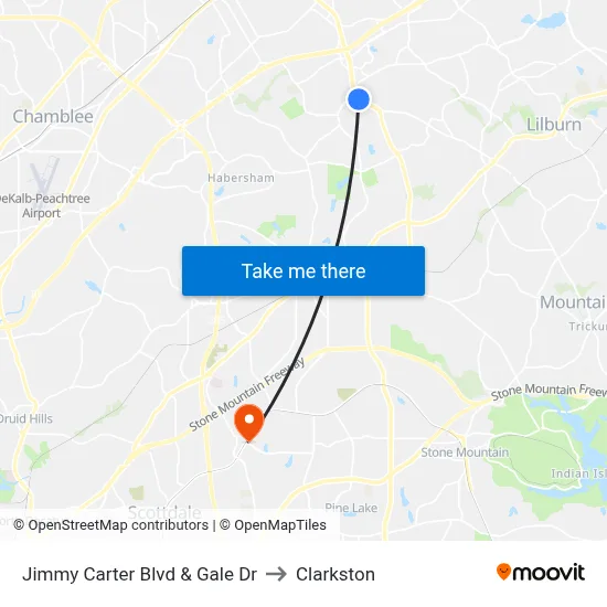 Jimmy Carter Blvd & Gale Dr to Clarkston map