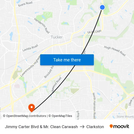 Jimmy Carter Blvd & Mr. Clean Carwash to Clarkston map