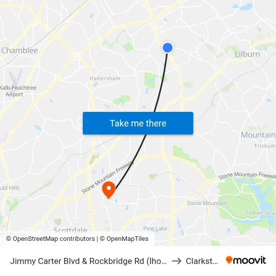 Jimmy Carter Blvd & Rockbridge Rd (Ihop) to Clarkston map