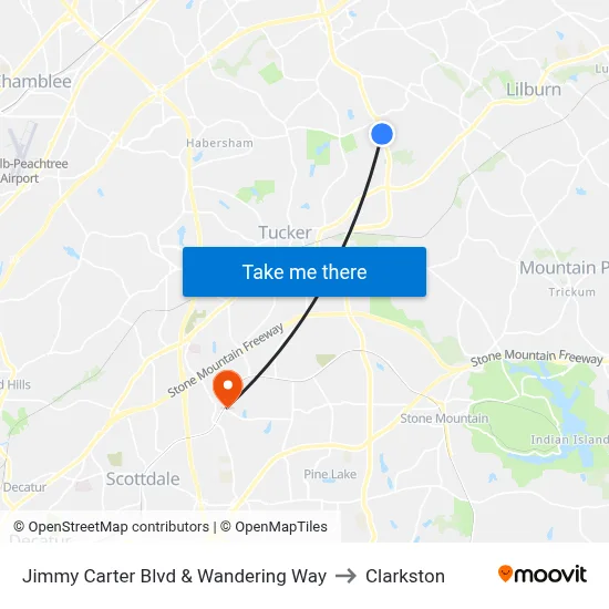 Jimmy Carter Blvd & Wandering Way to Clarkston map