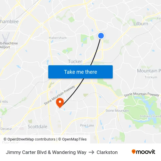 Jimmy Carter Blvd & Wandering Way to Clarkston map