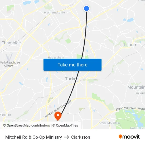 Mitchell Rd & Co-Op Ministry to Clarkston map