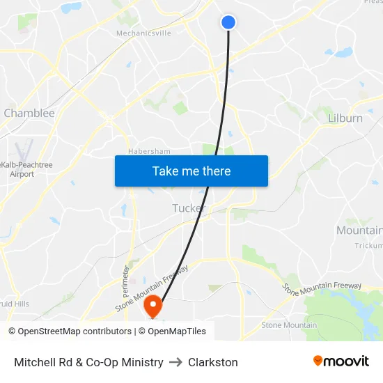 Mitchell Rd & Co-Op Ministry to Clarkston map