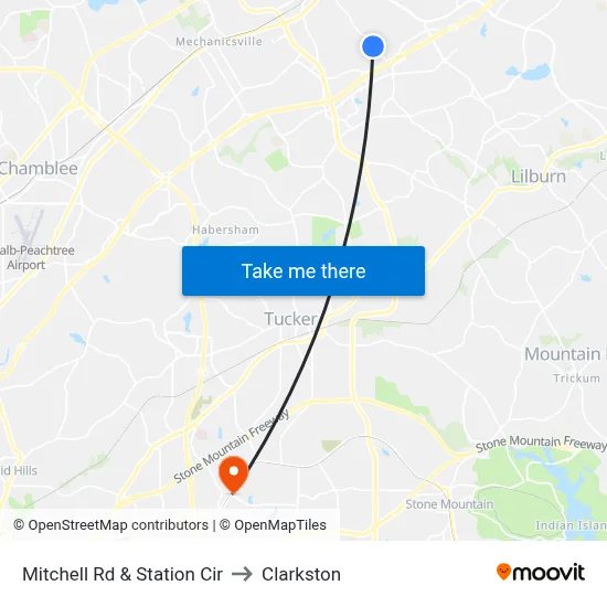Mitchell Rd & Station Cir to Clarkston map