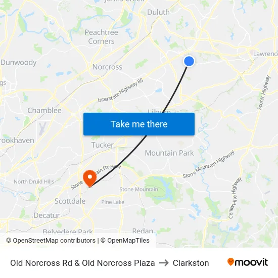 Old Norcross Rd & Old Norcross Plaza to Clarkston map