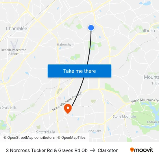 S Norcross Tucker Rd & Graves Rd Ob to Clarkston map