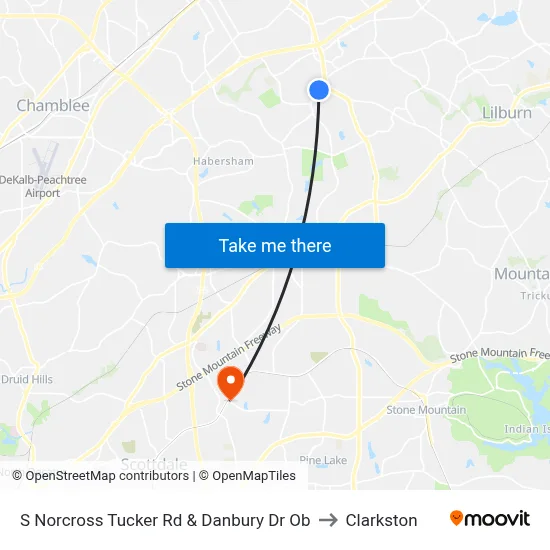 S Norcross Tucker Rd & Danbury Dr Ob to Clarkston map
