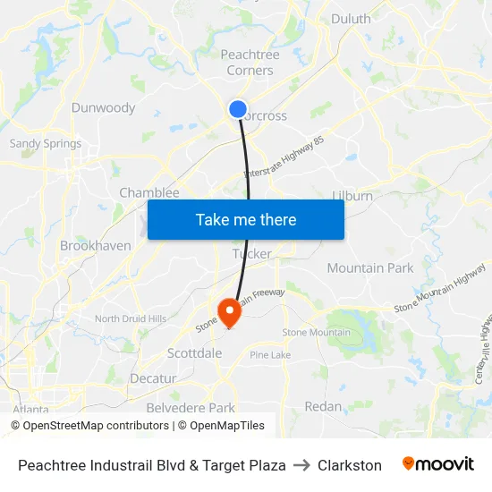 Peachtree Industrail Blvd & Target Plaza to Clarkston map