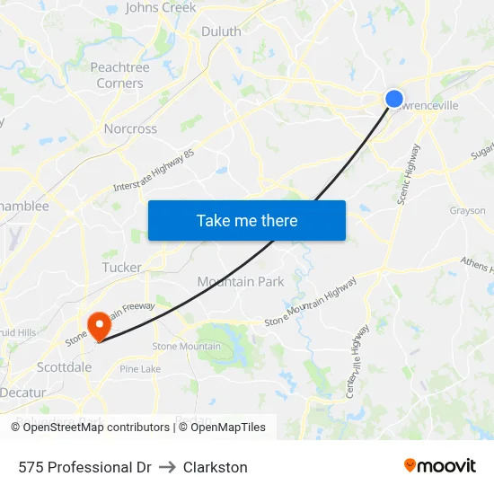 575 Professional Dr to Clarkston map