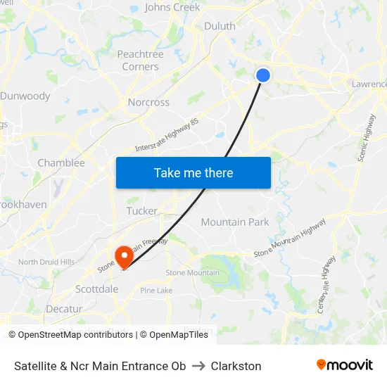 Satellite & Ncr Main Entrance Ob to Clarkston map