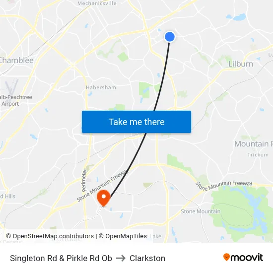 Singleton Rd & Pirkle Rd Ob to Clarkston map