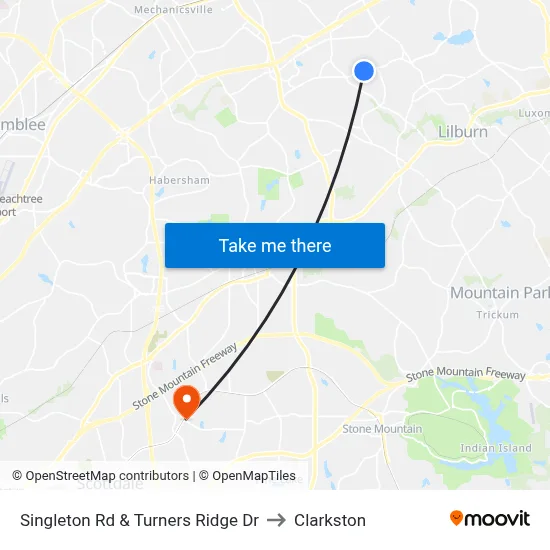 Singleton Rd & Turners Ridge Dr to Clarkston map