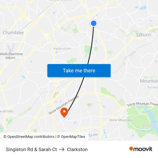 Singleton Rd & Sarah Ct to Clarkston map