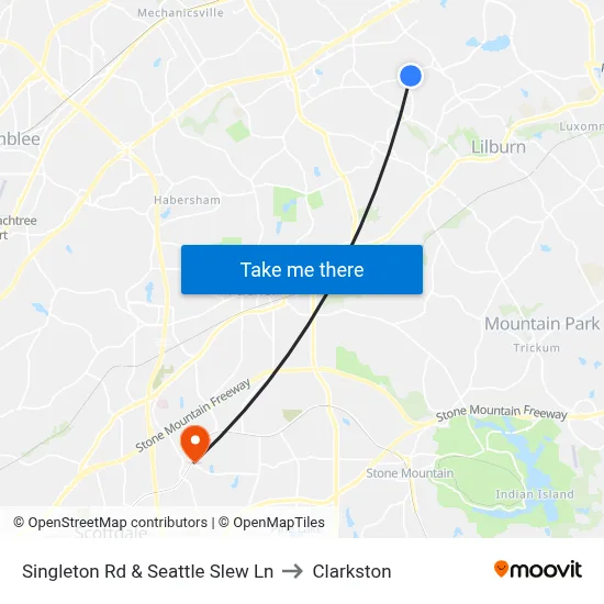 Singleton Rd & Seattle Slew Ln to Clarkston map