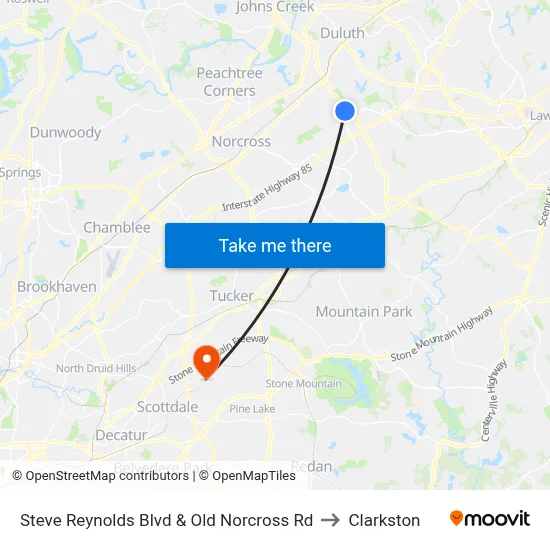 Steve Reynolds Blvd & Old Norcross Rd to Clarkston map