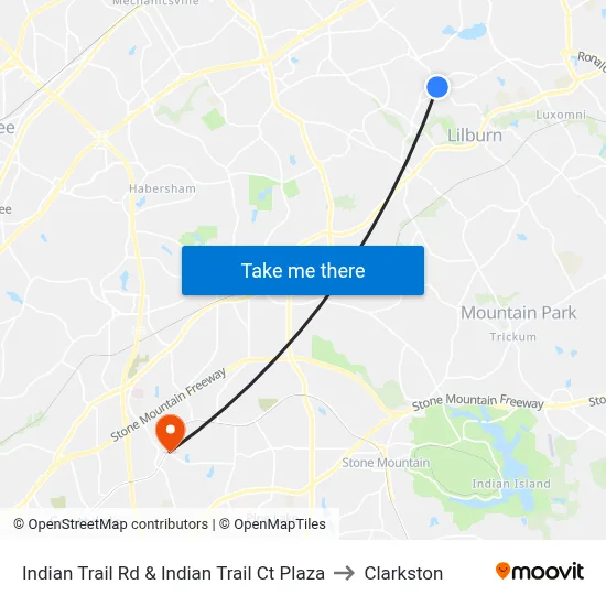 Indian Trail Rd & Indian Trail Ct Plaza to Clarkston map